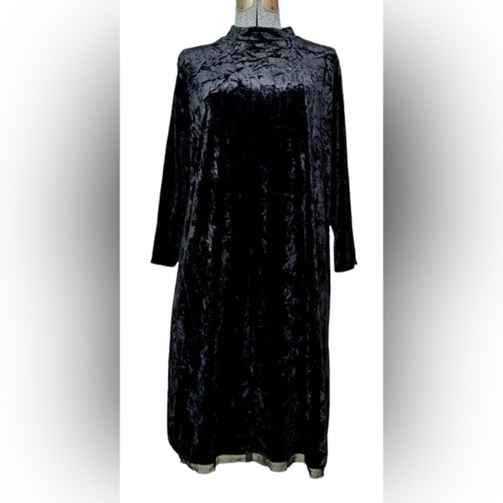 Simply Vera by Wang XL Black Velour Texture Dress